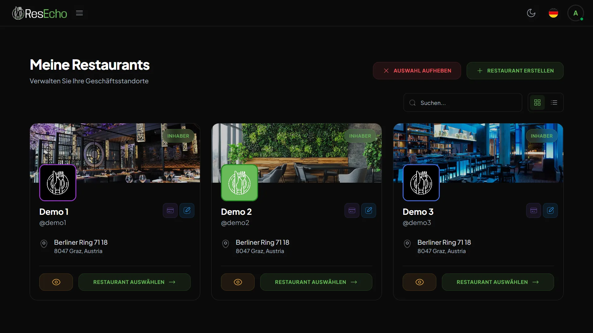 ResEcho Dashboard — Alle Module auf einen Blick